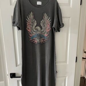 Free People Gray Maxi Dress with Eagle Graphic